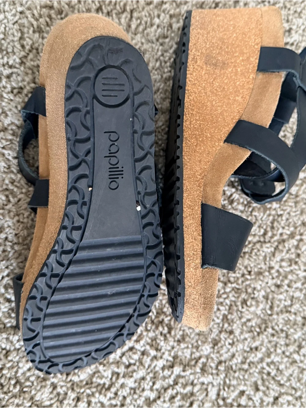 Birkenstock Papillio Black Leather Wedges